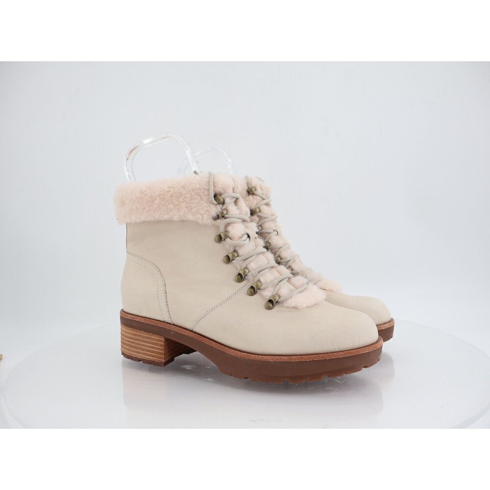 Kork-Ease Women's Winslet Winter Ankle Boot Ivory Leather Shearling Size 9.5